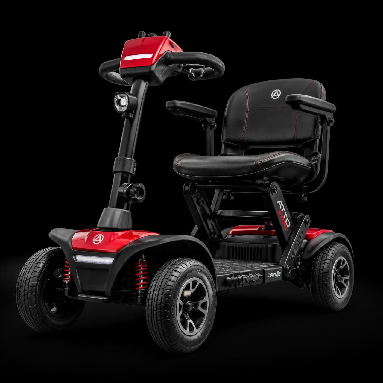 Foldable 4-wheel mobility scooter in red